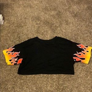 Forever 21 Flame Crop T-shirt